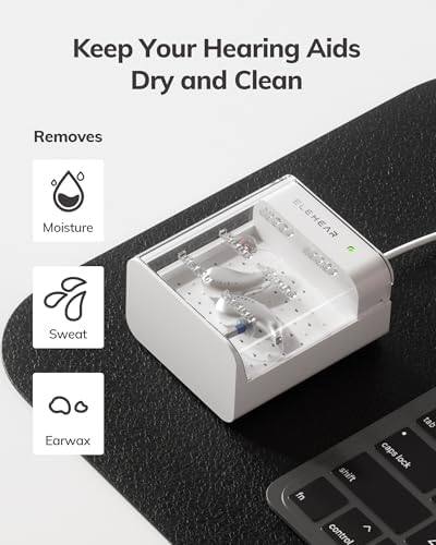 Hearing Aid Dryer and Dehumidifier, Removes Moisture, Sweat, and Dust from Hearing Amplifiers, Earbuds