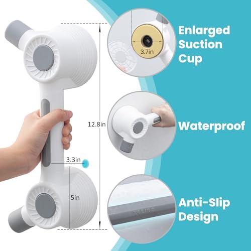 TAILI Grab Bars for Bathtubs and Showers, Super Strong Adhesive Grab Bar for Seniors, Bathroom Safety Grip for Microcrack Tile, Shower Handles Rails for Elderly,Drill-Free Waterproof(350 lbs Capacity)