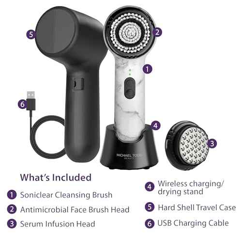Michael Todd Beauty Soniclear Allure 2024 Best of Beauty Winner Facial Cleansing + Exfoliation Brush System with 4 speeds, Serum Infusion Head + Travel Case