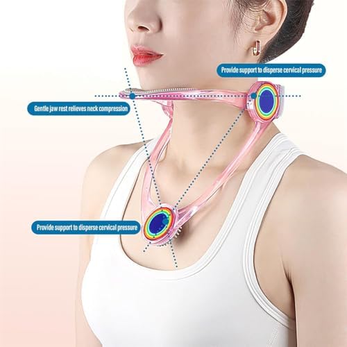 Adjustable Neck Support, Neck Brace Cervical Collar, Portable Neck Traction Device Neck Stretcher Forward Head Neck Posture Corrector for Women and Men Cervical Spine Pressure Relief (Transparent)