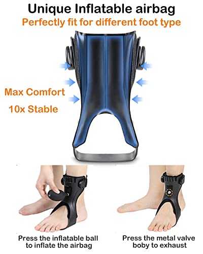 AFO Drop Foot Brace, Upgraded Medical Foot Up Ankle Foot Orthosis Support with Inflatable Airbag for Hemiplegia Stroke Shoes Walking Foot Stabilizer (Right, S)