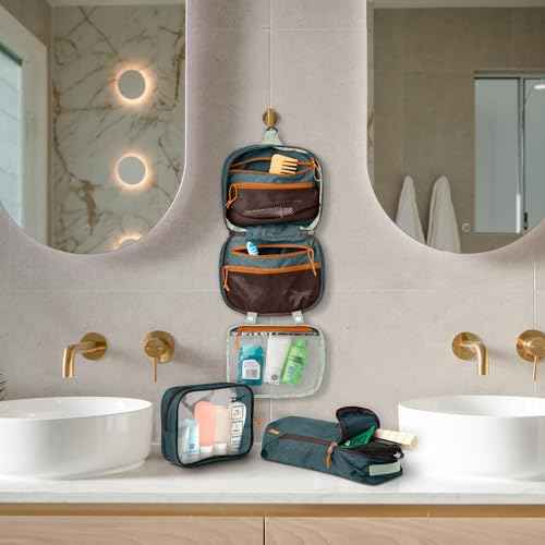 Toiletry Bag Kit Set: Hanging Travel Toiletry Bag + 311 TSA Cosmetic Liquid Bag + Ultralight Accessory Organizer Pouch