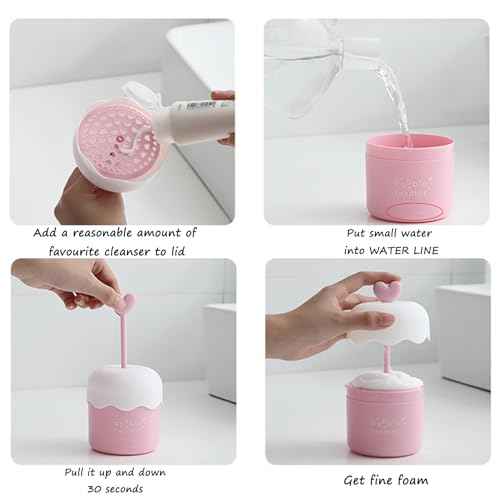 Plastic Facial Cleanser Foamer Cup Portable Face Cleanser Foam Maker Cup Travel Skin Care Foam Maker Facial Skin Cleansing Care for Quickly get a rich cleanser lather (Purple)