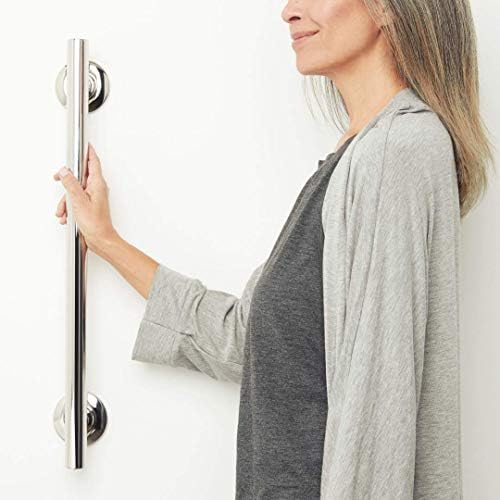 Seachrome 24-inch Coronado Designer Straight Bathroom Shower Grab Bar, Satin Stainless Steel, Brushed Nickel
