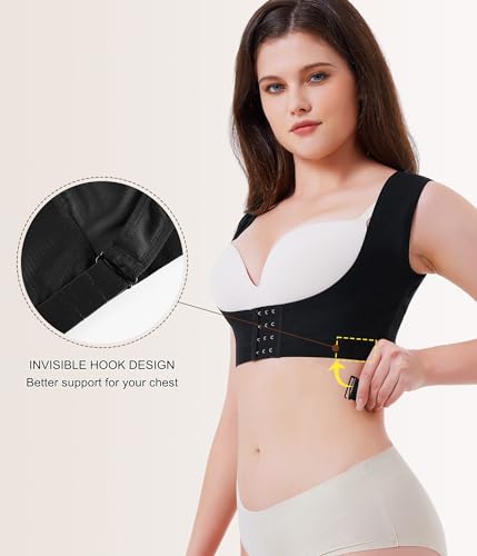 URSEXYLY Upper Back Brace for Women Breathable Posture Corrector Posture Support Back Straightener Pain Relief(Black,XL)