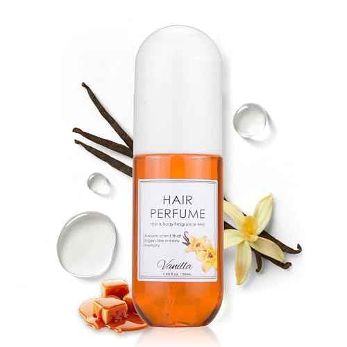 Vanilla Hair & Body Perfume Spray, Pheromones Perfumes for Women, Long-Lasting Fragrance Mist, Frizz Control & Shine-Enhancing, Nourishing Hair Repair Mist, Daily Use, Alcohol-Free, 1.7 Oz Travel Size