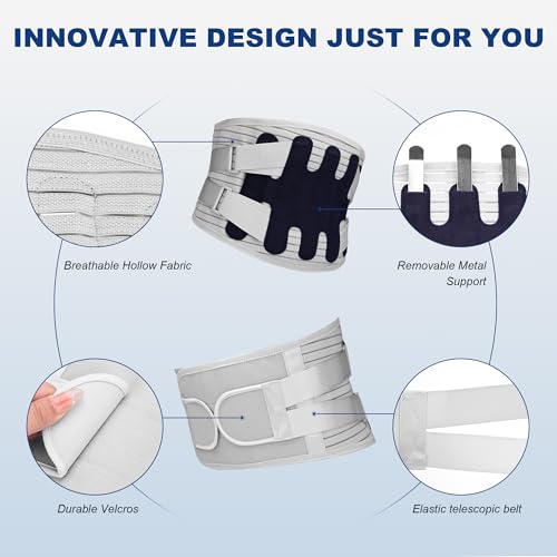 Back Brace for Lower Back Pain Relief,Lumbar Waist Support for women,Lower Back with 3D Lumbar Pad for Work Sports Sciatica, Scoliosis(Grey，XL)