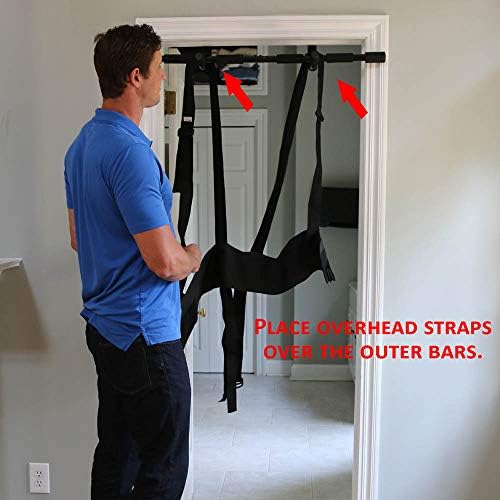 Sit and Decompress Back Stretcher 3 Minutes A Day Low Back Traction Therapy Spinal Decompression Inversion Table Alternative Safe for All Back Conditions (Small Harness with Bar)