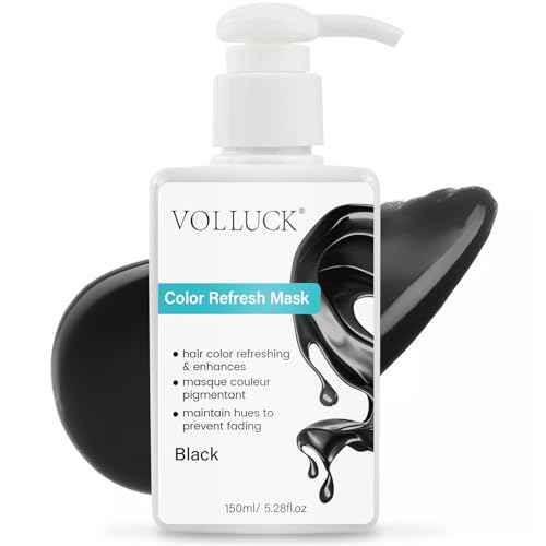 VOLLUCK Color Depositing Conditioner, 3-in-1 Cruelty-free Color Depositing Hair Mask for Enhances Shine & Softness, Non-foaming for All Hair Types (Black, 5.28 Fl oz)