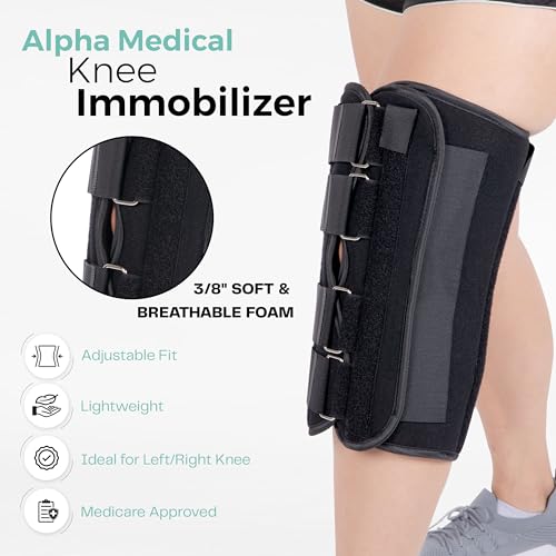 20” Long Adjustable Three Panel Orthopedic Knee Immobilizer – Supportive & Adjustable Side Panels – Knee Brace Stabilizer – Knee Immobilization L1830