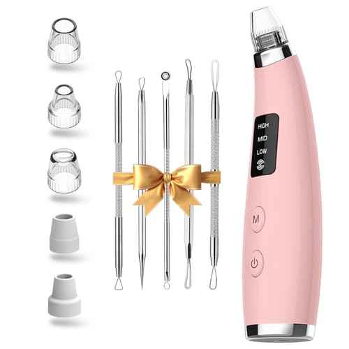 Blackhead Vacuum Removers - Pore Vacuum for Face with 5 Attachments & 3 Suction Levels - USB Rechargeable Blackhead Remover Tools for Women and Men (Matte Pink)