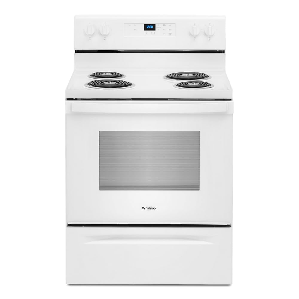Whirlpool 30 in. 4.8 cu. ft. 4 Burner Element Electric Range with Keep Warm Setting in White with Storage Drawer