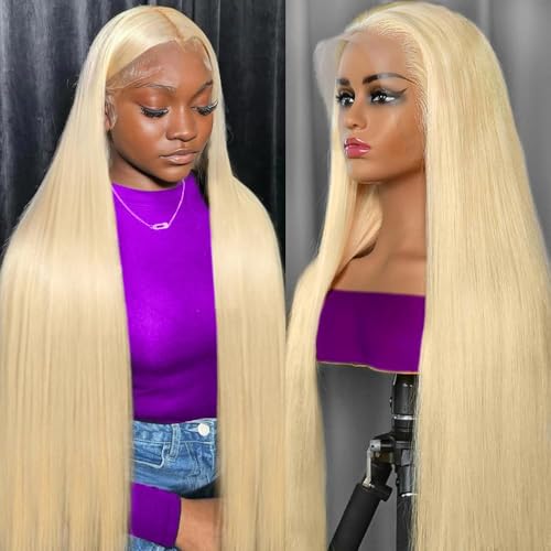 613 Lace Front Wig Human Hair 13x6 Transparent Lace 613 HD Lace Frontal Wig Straight Blonde Lace Front Wigs Pre Plucked With Baby Hair 30 Inch