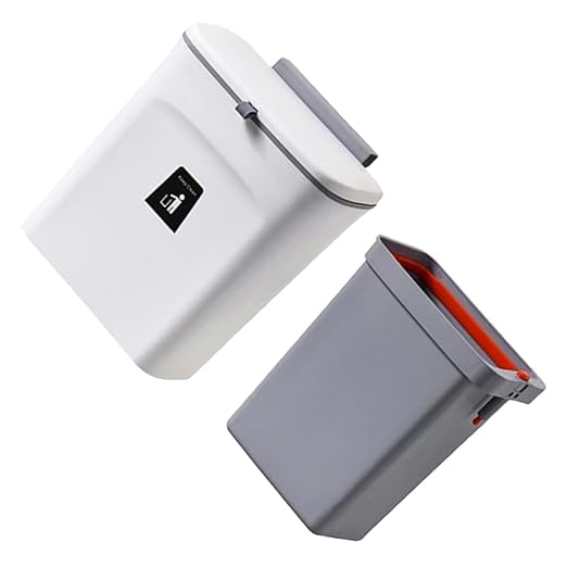 Wall-Mounted Kitchen Compost Trash Can 9l with Sealed Lid and Removable Inner Bucket Plastic Garbage Bin for Indoor Waste Storage