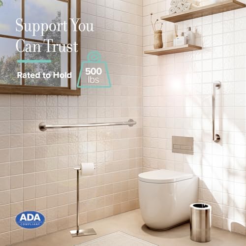 Gatco 976 Glam 36" Grab Bar, Satin Nickel/ADA Compliant Stainless Steel Safety Grab Bar for Bathroom