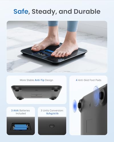 RENPHO Weight Scale with 7-Day Weight Trend, Digital Bathroom Scale for Body Weight with Large LED Display, High-Accurate Weighing Scale with Sturdy and Durable Base, 11.02", 400lbs, Core 1X
