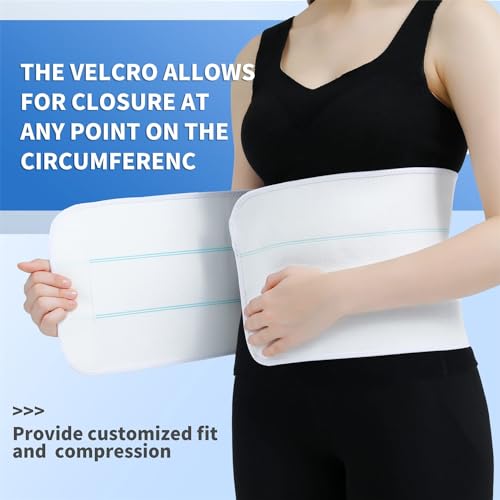 Abdominal Binder Post Surgery Tummy Tuck Belt For Women & Men, Postpartum Belly Band Compression Stomach Wrap, Skin Friendly, Breathable - (60" - 75") 3 Panel - 9"