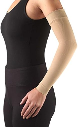 Truform Lymphedema Compression Arm Sleeve, 20-30 mmHg Post Mastectomy Support, Beige, Large