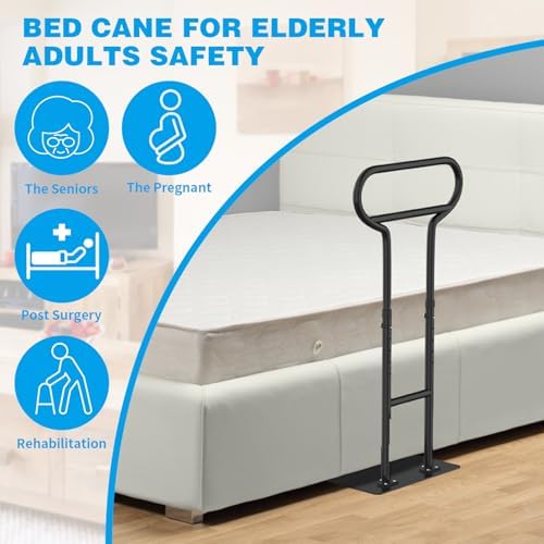 Bed Rails for Elderly Adults Safety, Adjustable Bed Cane for Elderly, Heavy Duty Stand Assist Railing for Seniors, for Couch, Chair, Full, Twin Bed (260LBS Loading, 5 Heights, Black)