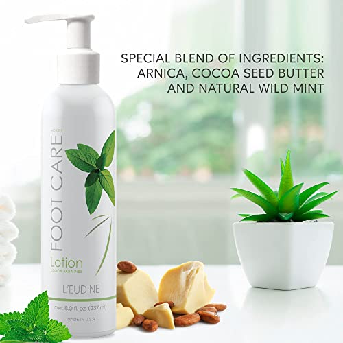 L¡¯EUDINE Foot Lotion ? Pack of 6 - Foot Care Cream with Arnica, Cocoa Seed Butter, Vegetable Glycerin, Mint ? Foot Lotion for Dry Cracked Feet and Calluses ? Refreshing and Moisturizing Foot Cream