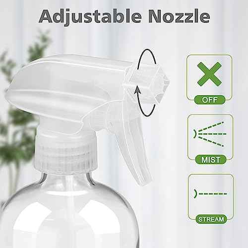 Glass Spray Bottles with Silicone Sleeve Protection, Empty 16 oz Refillable Containers, Reusable Spray Bottles with Adjustable Nozzle for Hair, Cleaning Solutions, Essential Oils 1 Pack Blue