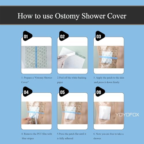 YOYOFOX Waterproof Ostomy Bag Shower Covers, 9"x9" Large Dialysis Catheter Protector Shields with Non-Stick Center Pad Adhesive Dressing Bandage 25 Pack