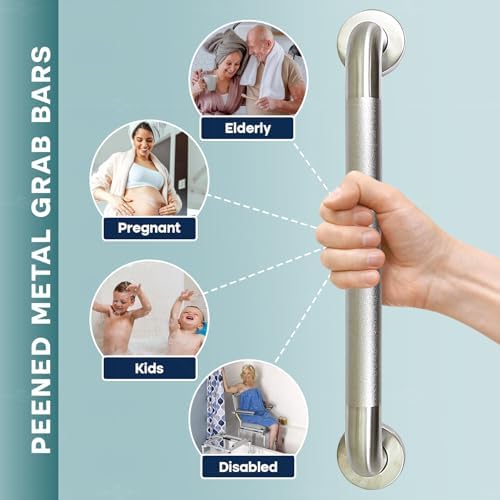 Grab Bar for Bathtubs and Showers, Anti Slip Shower Grab Bars for Seniors and Elderly, Safety Bar for Bathroom 24" x 1.5" ADA Compliant Grab Bar, Heavy Duty Stainless Steel Shower Handle