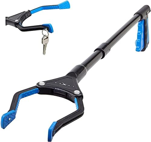 Grabber Reacher Tool - 26" Steel Portable Pick Up Stick - Strong Grip Magnetic Tip for Store Shelves Lightweight Garbage Litter Trash Picker Claw Grabber Tool for Elderly - by Luxet (Pink/Blue)
