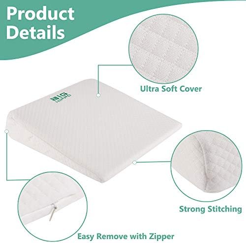 Big Hippo Wedge Pillow Memory Foam Wedge Pillow Cushion, 14.1 x 14.1 x 2.75 inches