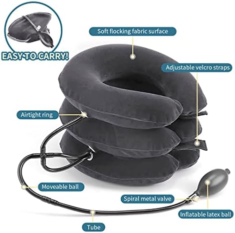 Cervical Neck Traction Device, Neck Stretcher, Neck Traction Device for Neck Pain Relief, Cervical Neck Traction Device, Inflatable Neck Brace & Neck Decompression(Gray)