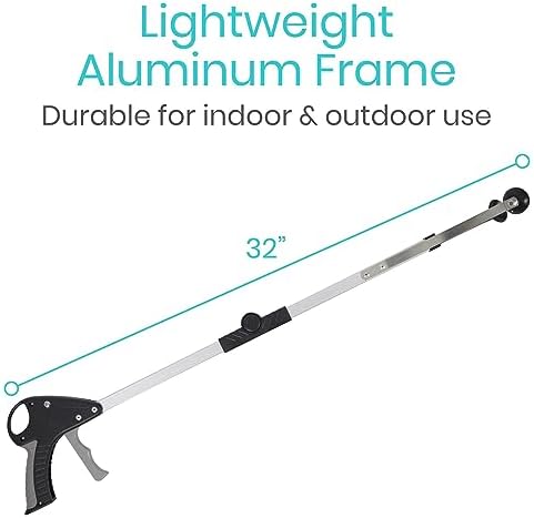 Vive Foldable Suction Reacher Grabber Tool for Elderly (1) - 32 Inches Long Reach Grabber Claw - Pick Up Grab Tool - Reachers for Disabled & Seniors Heavy Duty - Trash, Garbage, Cups Picker Assist
