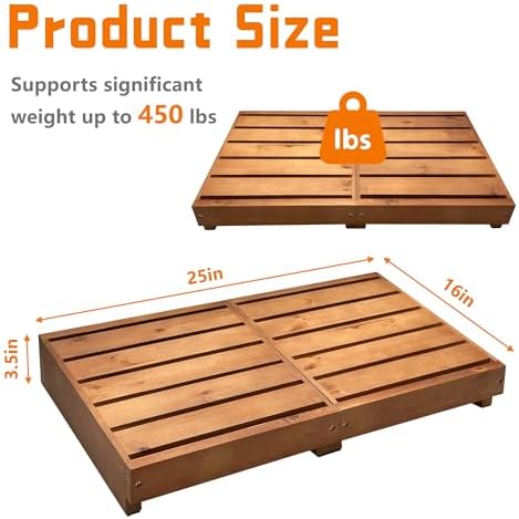 Indoor Wooden Step Stool 3.5'' Height, Outdoor Steps with Non Slip Pads, Step for Outside, Safety Stepping Stool for Bathroom, Kitchen, Bed (Oak Color)