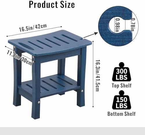 HDPE Waterproof Shower Bench,Shower Seats for Adults Shaving Legs,Shower Stool for Inside Shower 300 Lbs Capacity Navy