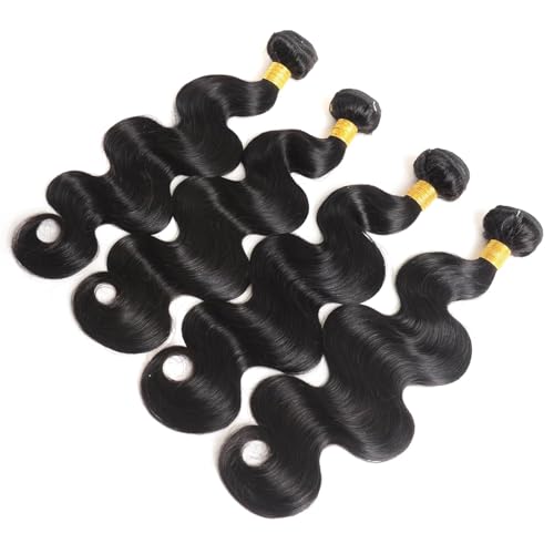 12A Body Wave Bundles 18 20 22 24 Inch 4 Bundles Human Hair Unprocessed Brazilian Virgin Hair 4 Bundles Human Hair Weave Bundles Deals Real Human Hair Natural Black Color For Women
