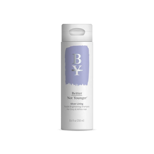 Better Not Younger Silver Lining Purple Shampoo for White & Gray Hair for Women Over 40 - Brightening & Toning Formula Neutralizes Yellow & Brassy Tones – Volumizing & Nourishing - 8.4 fl oz