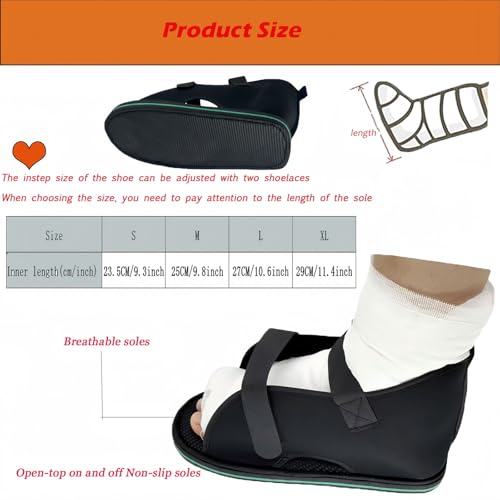 Adjustable plaster shoes postoperative shoes, medical walking shoes with Magic sticker, suitable for foot sprains, ankle fractures, toes, suitable for left and right feet(L)