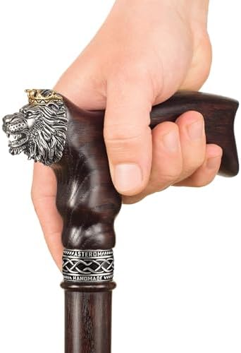 Asterom Walking Cane - Handmade Lion Canes for Men & Women - Wooden, Stylish, Cool Walking Sticks for Men, Seniors