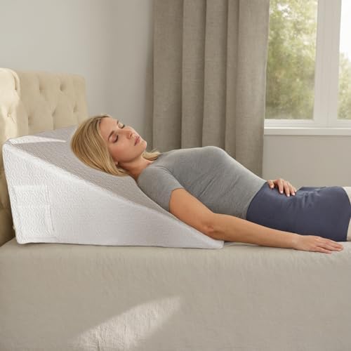 Wedge Pillow Cover for 25x24x12 Bed Wedge Pillow, Hypoallergenic Replacement Case with Zipper & Pockets