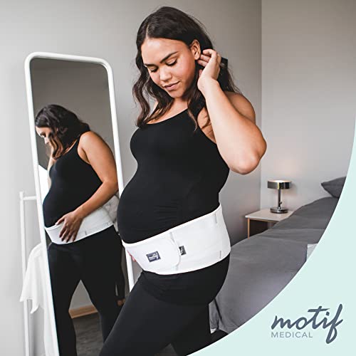 Motif Medical Pregnancy Support Band – Breathable, Adjustable Pregnancy Belly Support Band - Maternity Support Band Relieves Pressure on Abdomen, Lower Back, Hips & Pelvis (X-Large, White)