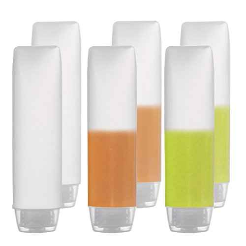 OTO 6 Pack Travel Size Plastic Squeeze Bottles for Liquids, 30ml/1 Fl. Oz TSA Approved Makeup Toiletry Cosmetic Containers