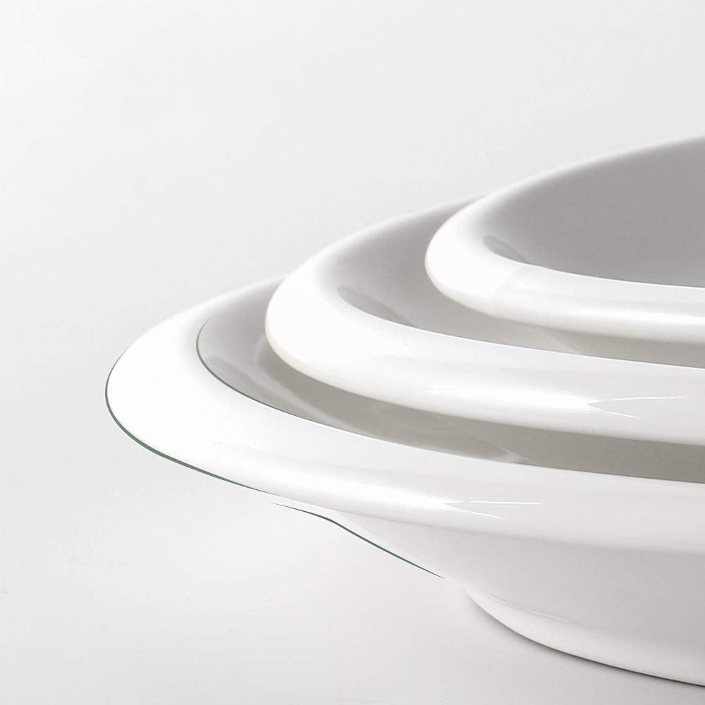 DOWAN Large Serving Platter, 16"/14"/12" Oval Platters Oven Safe, White Serving Plates for Wedding Decor, Ceramic Serving Dish for Entertaining Food, Set of 3