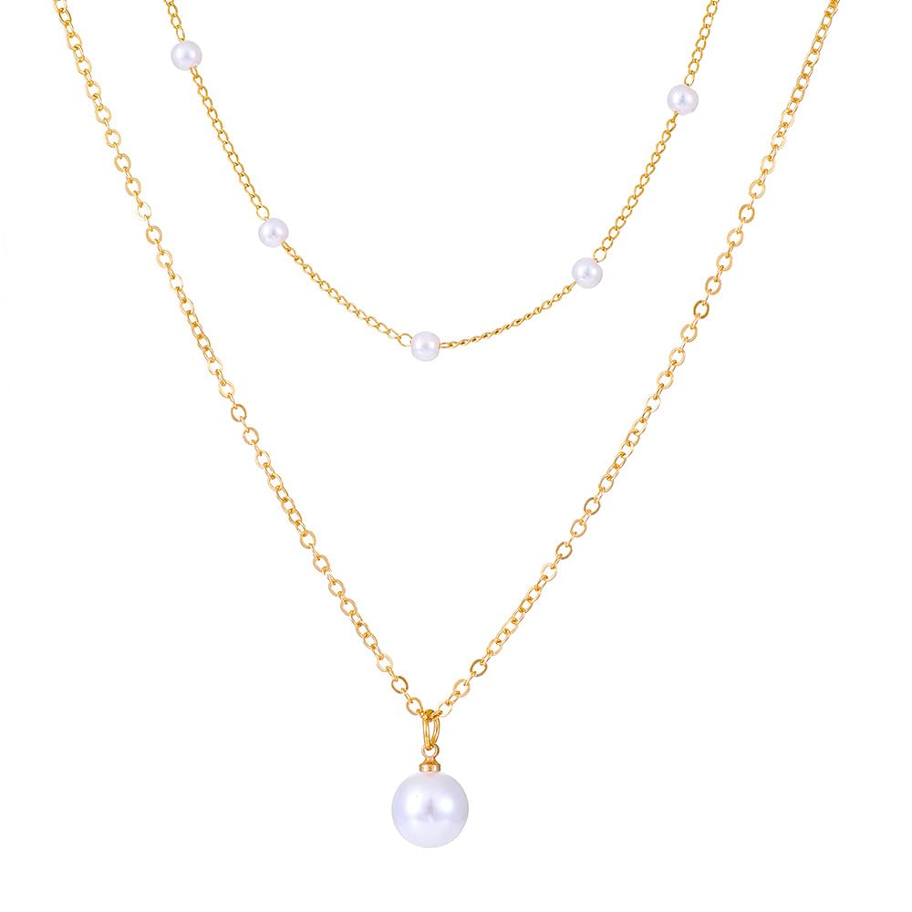 JELLYSEE Gold Necklaces for Women - 14K Gold Plated Layering Necklaces Trendy Circle Paperclip Chain Pendant Choker Necklace, Simple Diamond Cross Bow Jewelry Set Gifts for Women