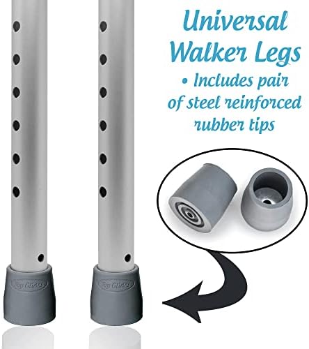 Universal Walker Replacement Legs with Free Rubber Tips - Gray - 1 Pair
