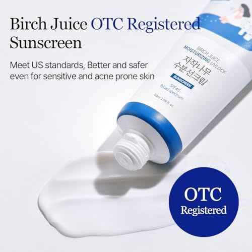 ROUND LAB Birch Juice Moisturizing UV LOCK SPF 45 | NBC No1 SPF, Glow Sunscreen for Daily Skincare, Non-toxic, UV Protection, Lightweight, Oil-Free, Organic, Korean Sunscreen (1.69 Fl Oz)