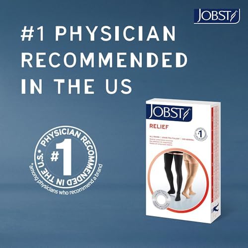 JOBST Relief 30-40 mmHg Compression Stockings, Thigh High Silicone Band, Open Toe | Compression Socks for Women/ Men for Tired