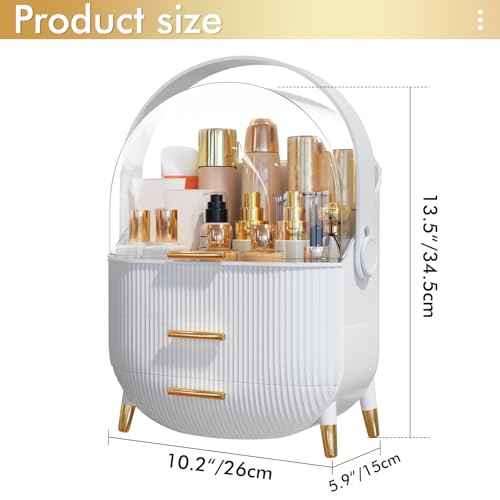 Makeup Organizer Skincare Organizers - Cosmetic Display Cases with Transparent Cover, SkinCare Organizers for Bathroom Countertop, Bedroom Vanity Desk, Lipstick Organizer, White