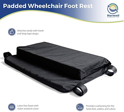 Hermell Products WC2218 Padded Wheelchair Foot Rest, 1 Count (Pack of 1), Black