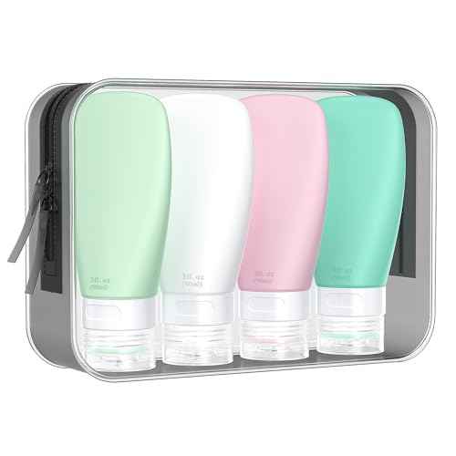 INSFIT Portable Travel Bottles, TSA Approved Leak Proof Containers for Toiletries, BPA Free Refillable Accessories for Shampoo, Body Wash, Liquids (4 Pack)