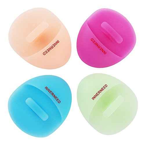 INNERNEED Super Soft Silicone Face Cleanser and Massager Brush Manual Facial Cleansing Scrubber Handheld Wash Pad for Sensitive, Delicate, Dry Skin (Pack of 4)