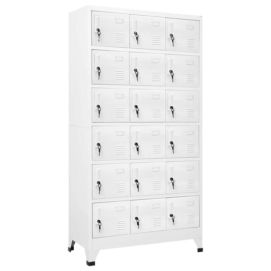 18-Compartment Metal Locker Cabinet with Lockable Doors, 35.4x15.7x70.9 Inches, for Gym and Changing Room Storage, Name Card Holders and Ventilation Holes